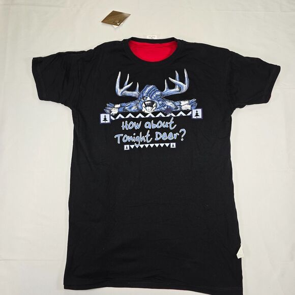 Legendary Whitetails Black and Red Reversible Not Tonight Deer Lounger T-Shirt - Picture 1 of 9